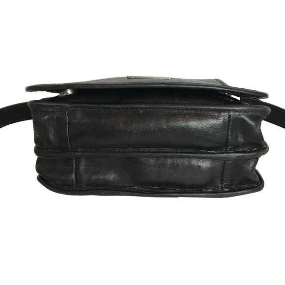 Tuscany Leather Mens Black Leather Crossbody Bag Handmade Italy Adjustable 9X11 - Picture 5 of 12